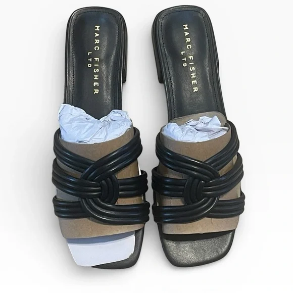 Marc Fisher ML CASARA 2 Slide Sandals, Leather, Size 8.5, NIB - Picture 1 of 6